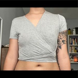 Final Touch Grey Wrap Croptop